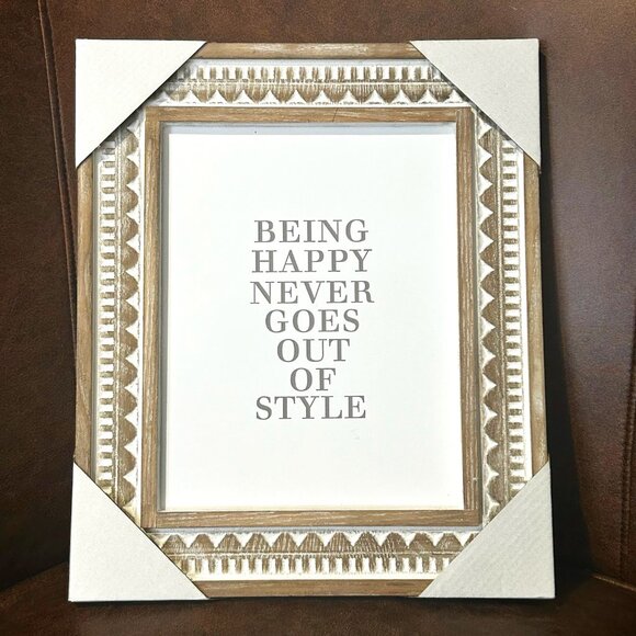 NWT "Being Happy Never Goes Out of Style" Wood Ornate Beaded Picture Frame - Picture 1 of 6